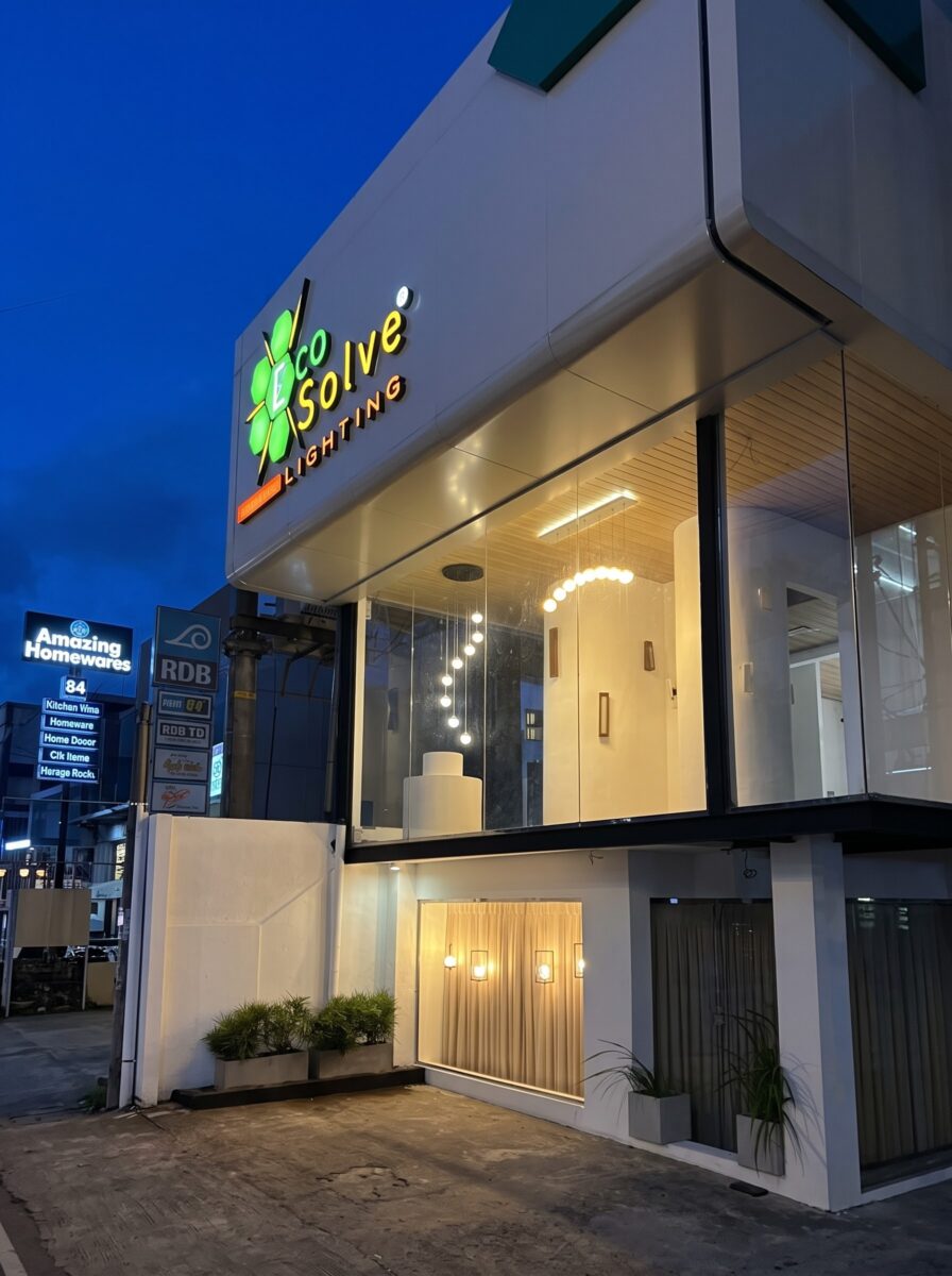 Eco Solve Lighting experience centre in Nawala at night