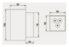 Square Wall Light, Single Direction 50×50×100mm (3W) dimensions