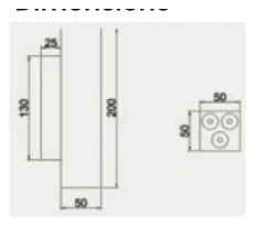 Square Wall Light, Single Direction 50×50×100mm (6W) dimensions