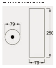 Cylinder Wall Light 79D×250mm dimensions