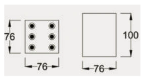 Square Wall Light, Single Direction 76×76×100mm dimensions