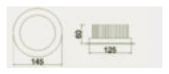 Round Recessed Downlight, Reflector EX145 dimensions