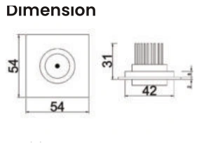 Adjustable Recessed Spotlight EX104 dimensions