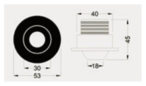 Adjustable Recessed Spotlight EX106 dimensions